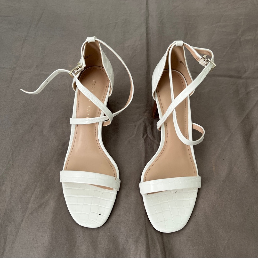 Kelly & Katie White Croc-Embossed Heels